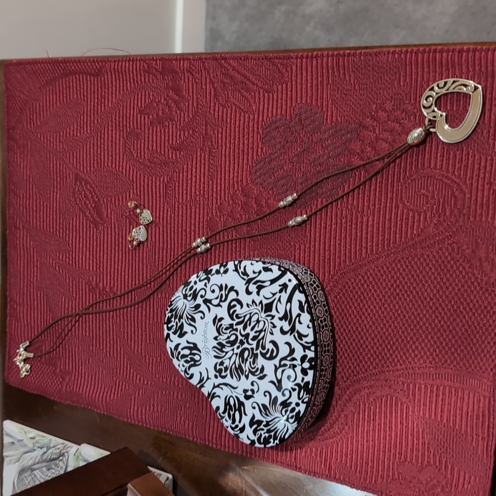 Brighton Jewelry Barbados Heart Necklace & Earrings W/Tin